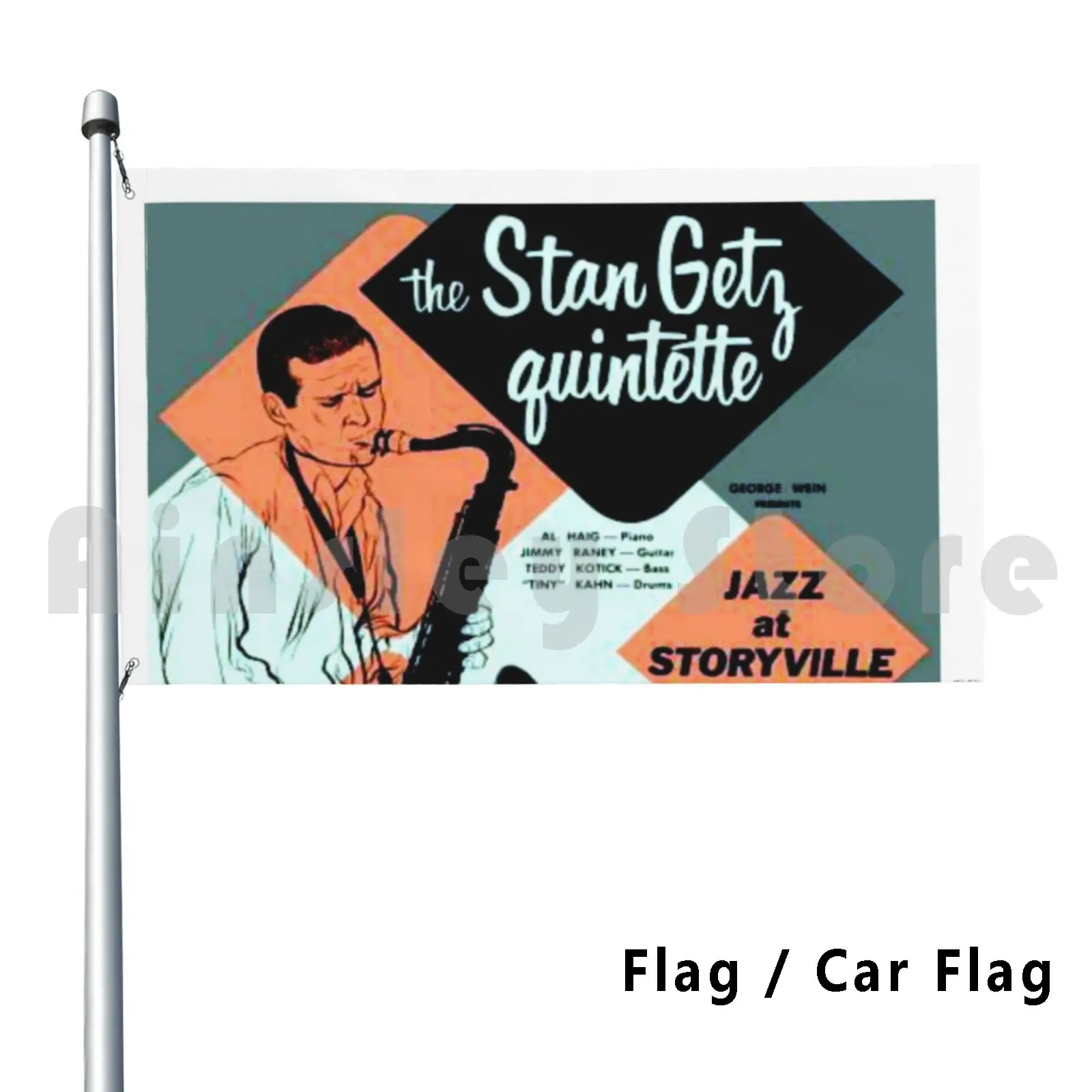 Stan Getz Decoración al aire libre Bandera Coche Bandera Jazz Vinilo Vintage Costa Oeste Cool Jazz Cool L P Saxofón