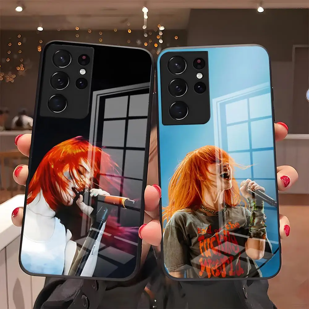 Funda de teléfono Paramore Rock Band para Samsung S26 S25 Plus S20 S20 Plus S22 Ultra S23 FE S21 Plus S21 Ultra, cubierta de cristal
