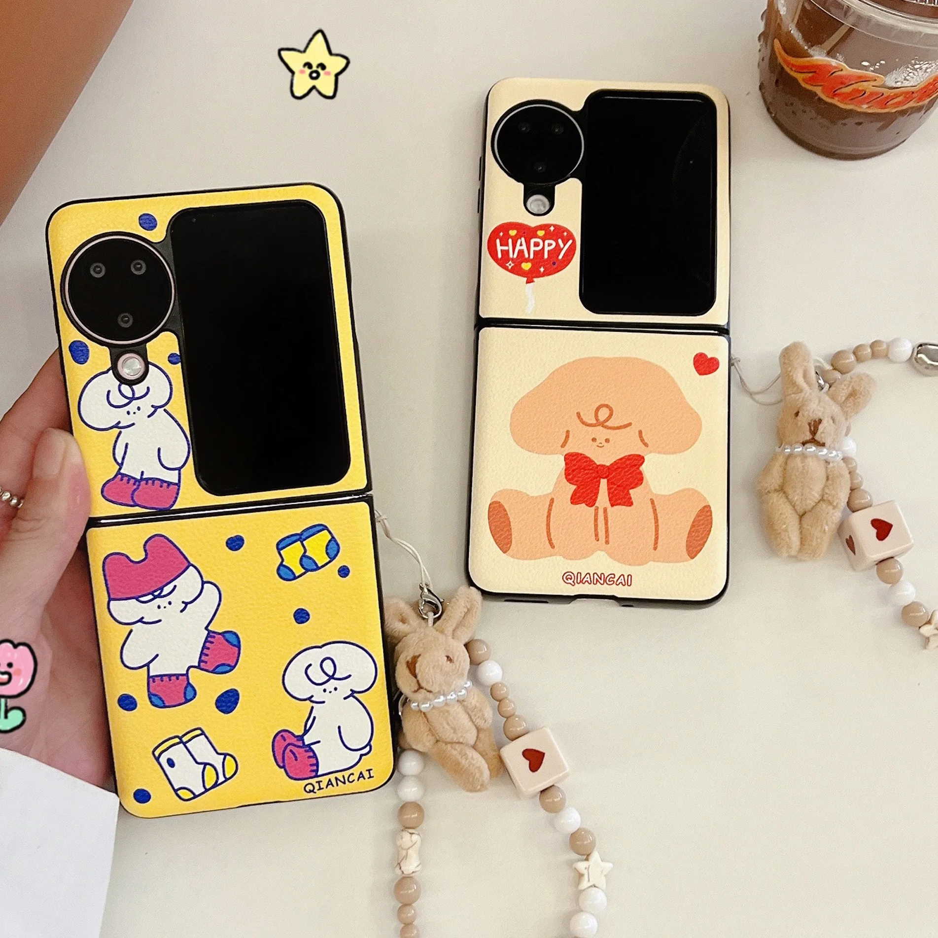 Cartoon ins dog puppy shell for oppo find n3 n2 flip 5G n2flip n3flip n 3 2 cute leather animal relif 3D phone case