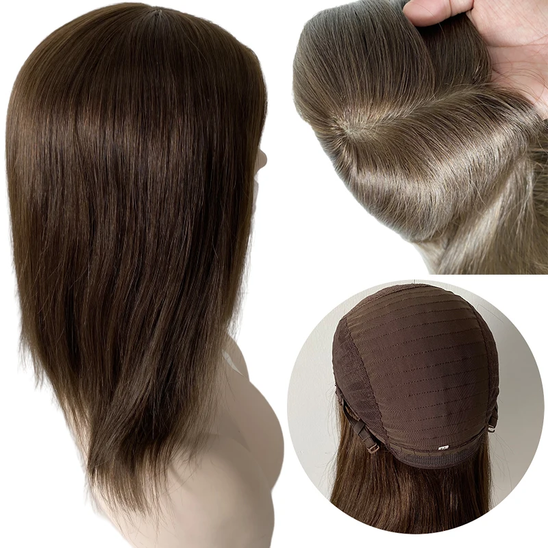 Wholesale Jewish Wig 100% European Human Hair Brown Color 4x4 Silk Top Jewish Kosher Wigs