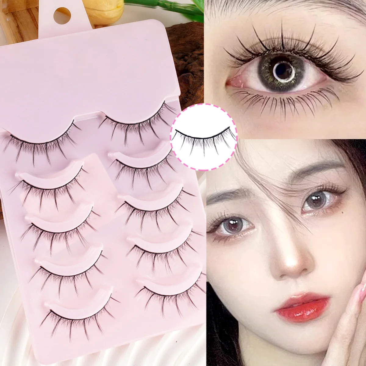 5 أزواج رموش أنيمي مانغا لينة الطبيعية طويلة الرموش الصناعية Wispy قطاع جلدة لمظهر ماكياج العين الدرامية
