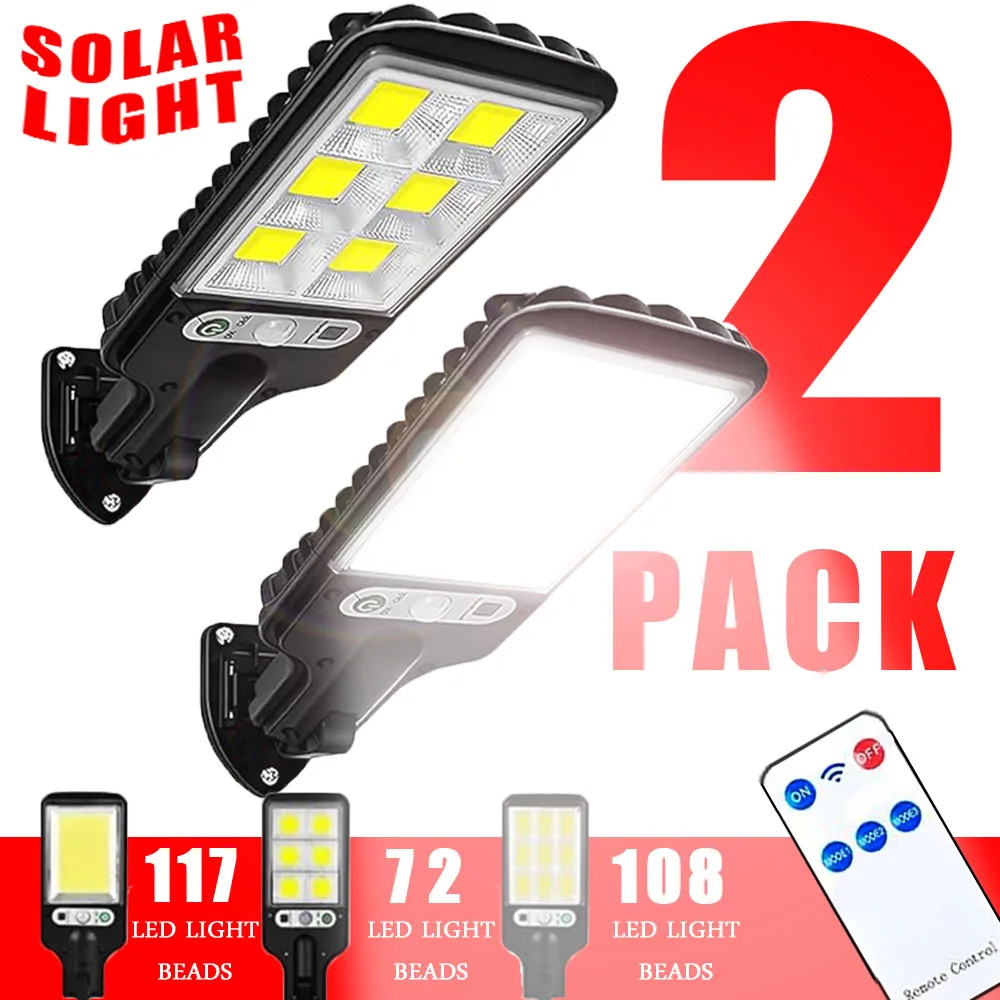 

108 светодиодных солнечных фонарей для улицы с 3-режимным водонепроницаемым датчиком движения, охранное освещение, светодиодный настенный уличный фонарь для сада, патио, дорожки