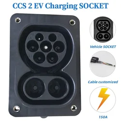 CCS2 Socket EV Female Inlet Socket  CCS Combo2 EV Charger Adapter Connector 1000V DC 32A 240V AC 150A Without Cable EVSE J1772