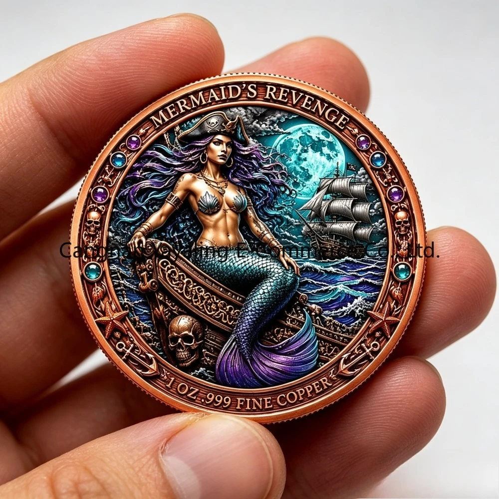 PIRATE MERMAID 1 Oz .999 Copper Round 2026 Hot Sale Pure Copper Commemorative Medal, Art Craft Medal for Collection & Decoration
