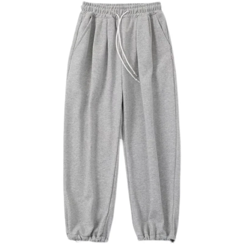 

Trendy Dstring Sweatpants Men's Loose Straight Korean Sle Casual Nine-Piece Sports Pants 8XL Large Size Cotton Blend