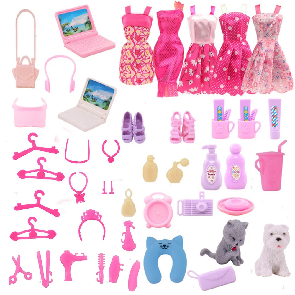 52 Pieces Borbies Doll Clothes Shoes Travel Life Accessories Suitable For 11.5-Inch Borbies Dolls And Bjd Dolls,Toys For Girls