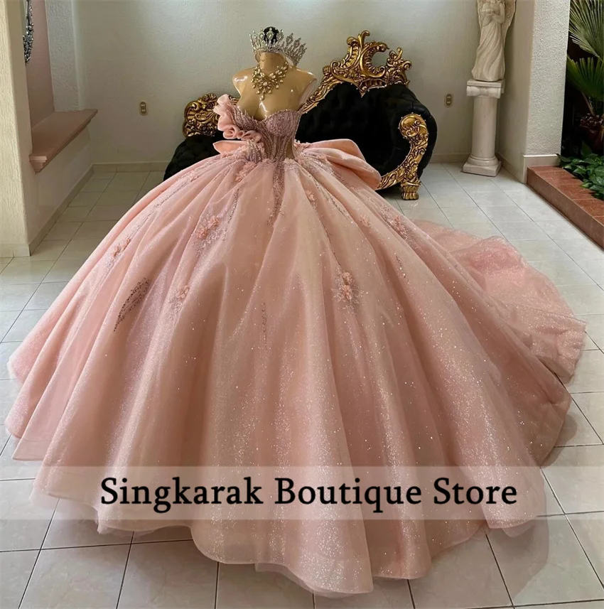 

Stunning Pink Princess Sweet 16 Quinceanera Dresses 2025 Appliques Beads Birthday Party Ball Gown Vestido De 15 Anos Customized