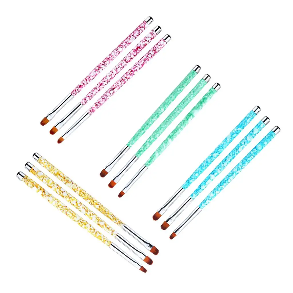 3Pcs/Pack Acrylic Nail Brush for Acrylic Powder Manicure Pedicure - Round Pointed Tip