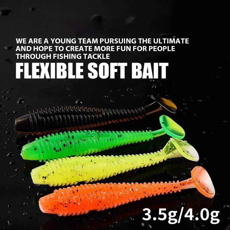 

Набор мягких приманок с ароматом креветок, двухцветная искусственная приманка с Т-образным хвостом и добавлением блесток, имитация рыболовных приманок для различных вод