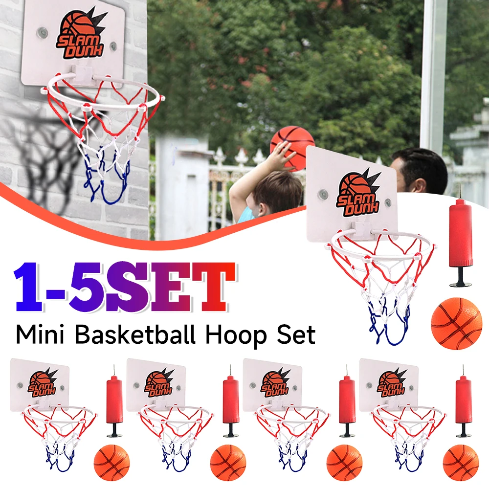 1-5Set Mini Basketball Korb Set Kinder Lustige Spiel Hause Sport Wand Hängen Korb Pumpe Mit Ball Und aufblasbar Für Indoor Outdoor