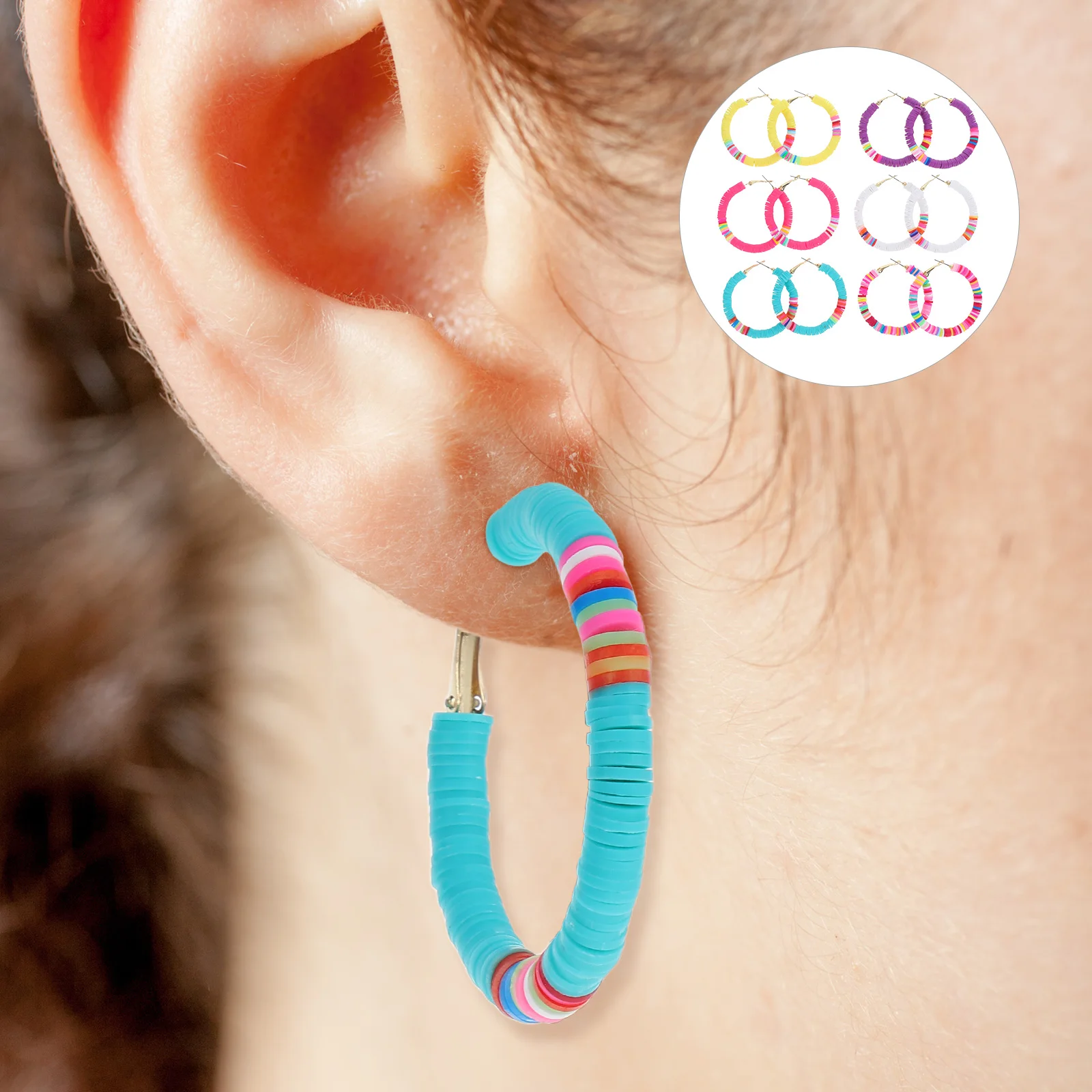 

Colorful Polymer Clay Earrings Lightweight Bohemian Hoops Minimalist Open Circle Fashion Accessories
