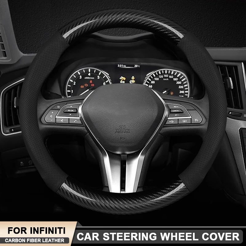 

Car Carbon Fiber Leather Steering Wheel Cover For Infiniti Q30 Q50 Q60 Q60S Q70 Q70L QX30 QX50 QX60 QX55 QX70 QX80 FX FX35 FX45
