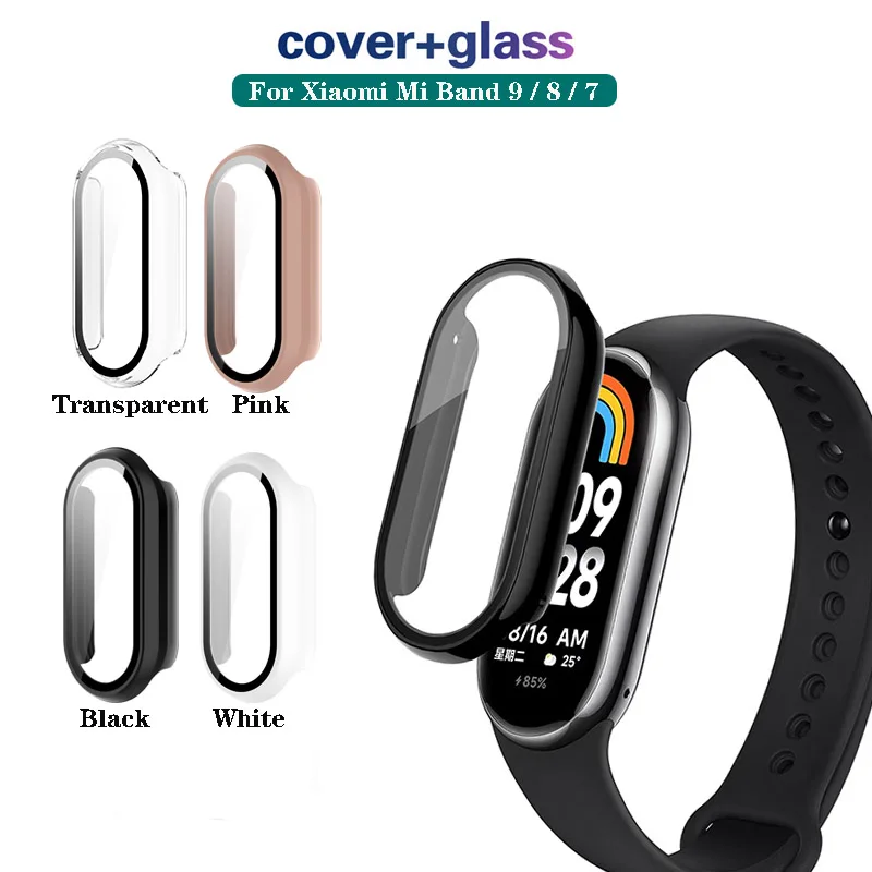 

For Xiaomi Mi Band 9 / 8 Hard Case Tempered Glass Screen Protector Protective Cover