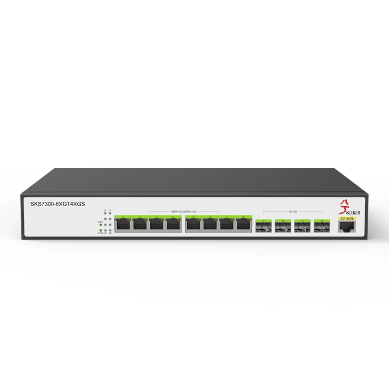 XikeStor All 10G L2 Mnanaged Switch 8-Port 10G RJ45 and 4-Port 10G SFP+ Ethernet Switch Support VLAN/ Port Aggregation