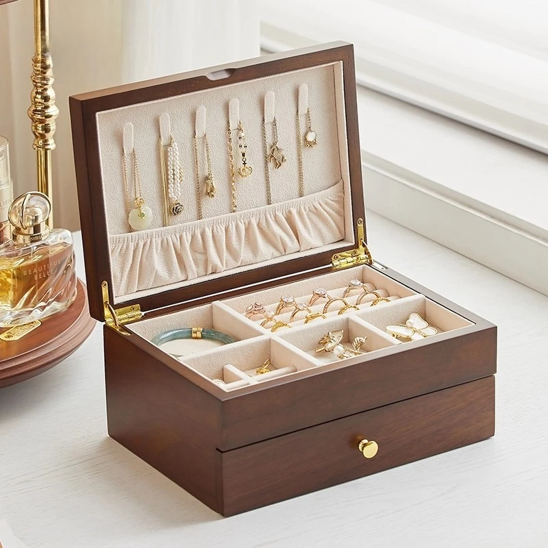 Household Jewelry Box Necklace Storage Boxes Exquisite Large Capacity Jewellery Case Dressing Table Trinket Organizer Cases