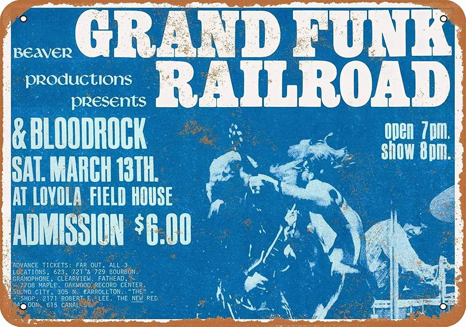 PaBoe  METAL SIGN - Grand Funk Railroad in New Orleans Vintage Decorative Tin Sign-aluminum
