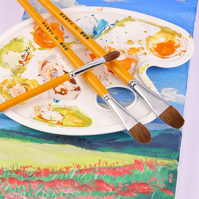 12 шт./набор, кисти для рисования с волчьей шерстью