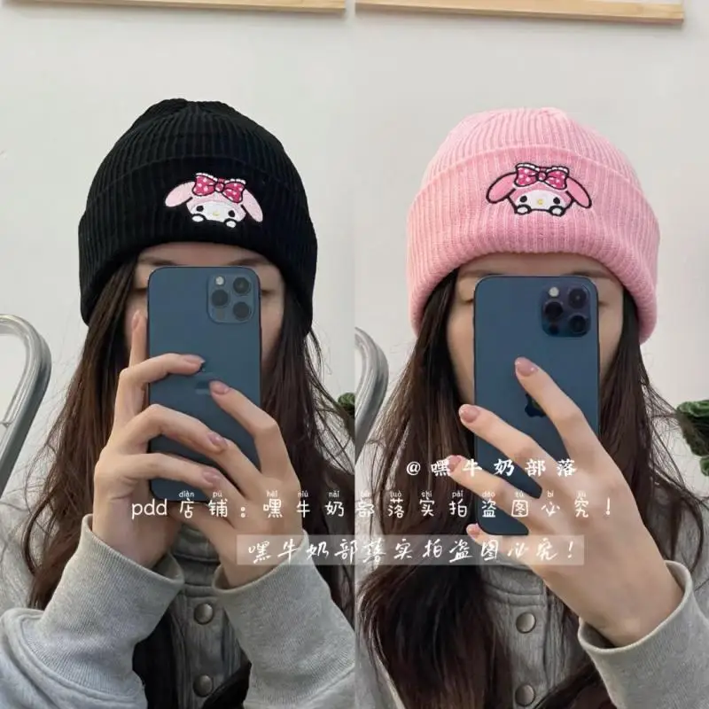 Sanrio Kawaii Hellokitty My Melody Kuromi Cinnamoroll Stitch Hat Knitted Hat Student Cartoon Birthday Gift Girlfriend Gift Girl