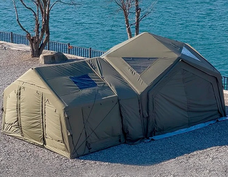 

13 ㎡ Водонепроницаемая большая комбинированная быстрооткрывающаяся надувная палатка, подходит для семейного кемпинга на открытом воздухе, изготовлена из ткани Оксфорд.