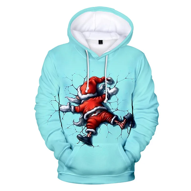 

Limited Father Christmas Hoodie Men Sport Shirt Retro Trend Loose Hooded CrewNeck Comfortable Printing Sleeved Limited Vintage