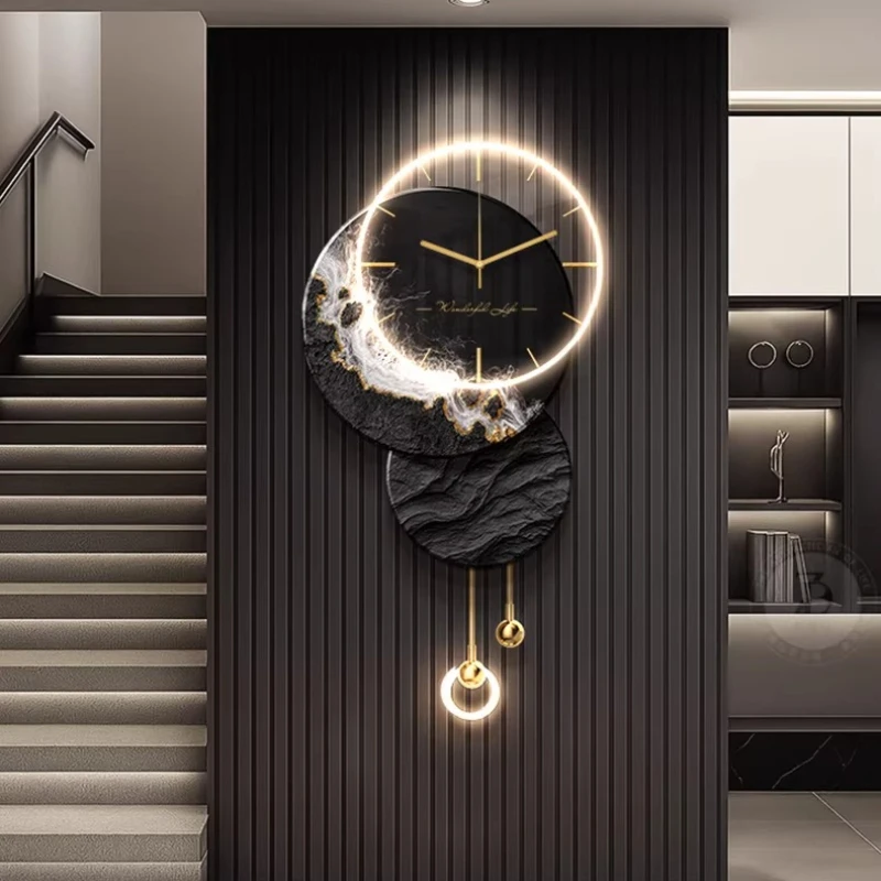 

Modern Living Room LED Wall Clock Luxury Design Silent Number Clock Nordic Wall Watch Korean Creative Mural Lamp Room Decor