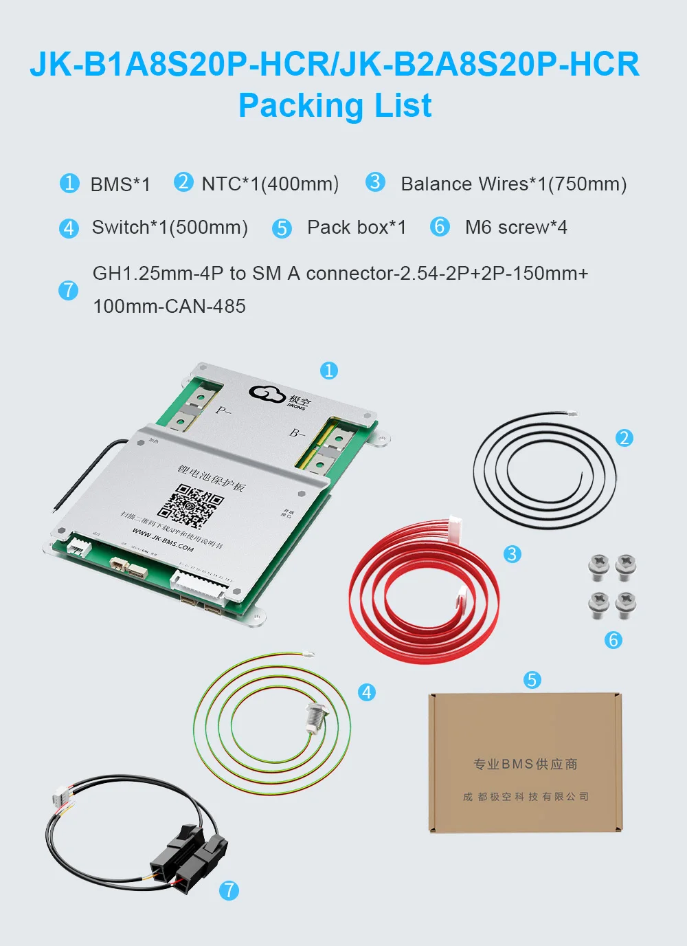 JK BMS V19 BMS 4S 8S 16S 24S 32S 100A 150A 200A 300A HEAT CAN RS485 BT LCD Li-Ion/ Lifepo4/ LTO Batterie 0,6-2A Aktiver Balancer – Detail 17