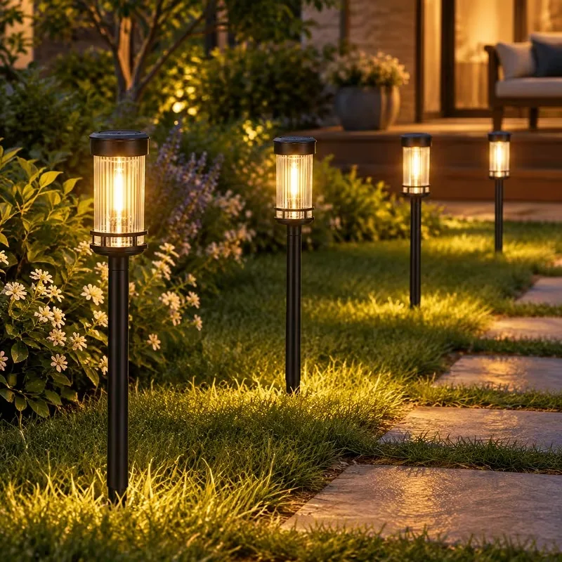 Solar Garden Lights Outdoor LED Tungsten Filament Pathway Stake Lights Automatic On Off IP54 Waterproof Lawn Lamp 2 4 8 Pack For Yard Walkway Patio Landscape Lighting Decoration