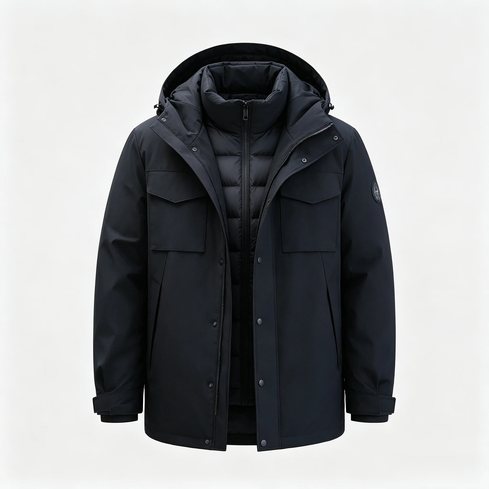 Unisex Outdoor Hiking  Down Liner Detachable Windproof Waterproof Polyester Hooded Jacket  Winter New Style Climbing Suit