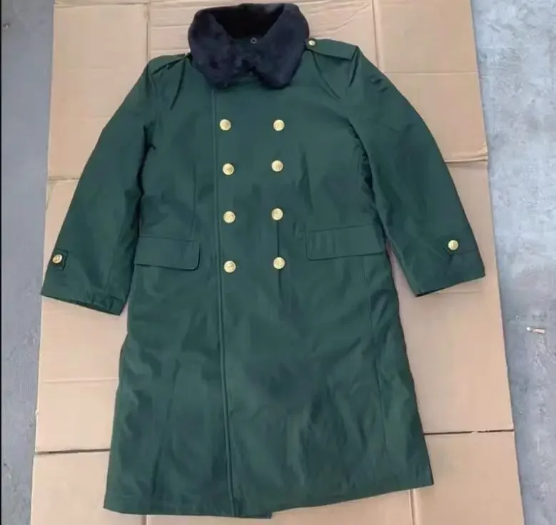 Chinese Olive Green Coat Men Winter Long Thick Informal Soldier