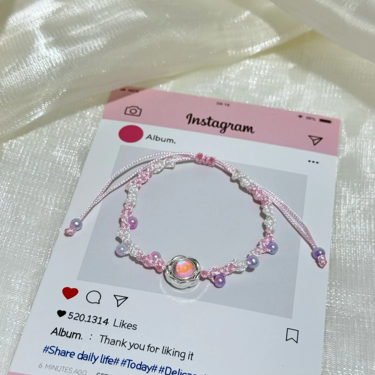 Moonlight Secret Pink Blue Macaron Bracelet, High-Value Sweet Niche Design, Couple BFF Gift for Girlfriend, Fashion Accessory