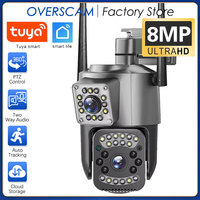 Tuya 4K 8MP Dual Lens Dual Screen WiFi Security Camera Outdoor 4MP+4MP PTZ Human Auto Tracking Color Night Vision Two-Way Audio
