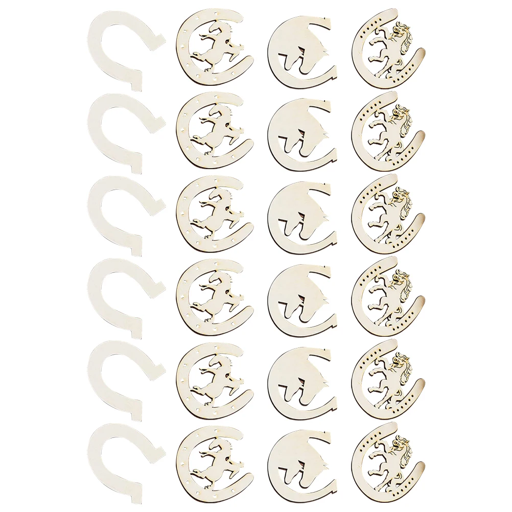 

48pcs Diy Wooden Horseshoe Decor Premium Wood Slices Creative Kids Painting Handmade Graffiti Chips Safe For Children Home