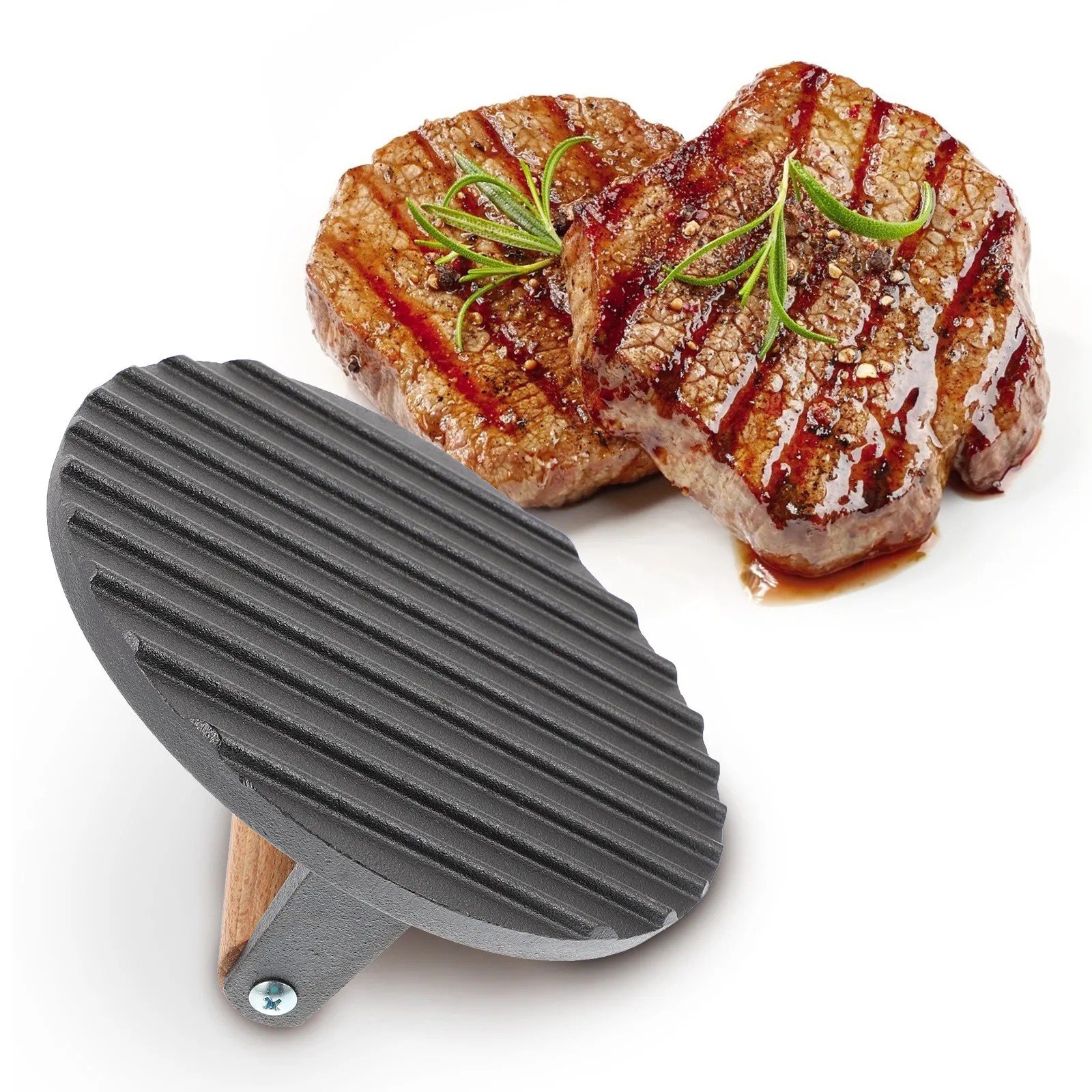 

Iron Meat Press Board Steak Press Tool for Bbq Grilling Kitchen Cooking Easy Clean Lightweight Portable Smooth Finish