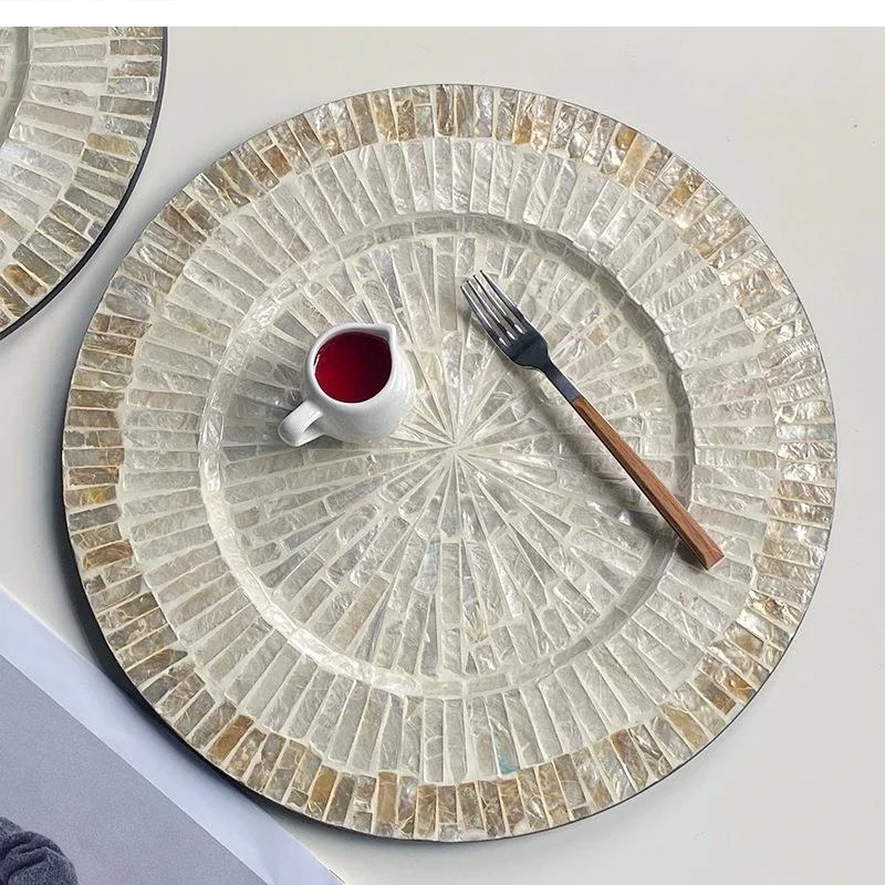 European senior light luxury dinner plate color storage round household living room coffee restaurant tray