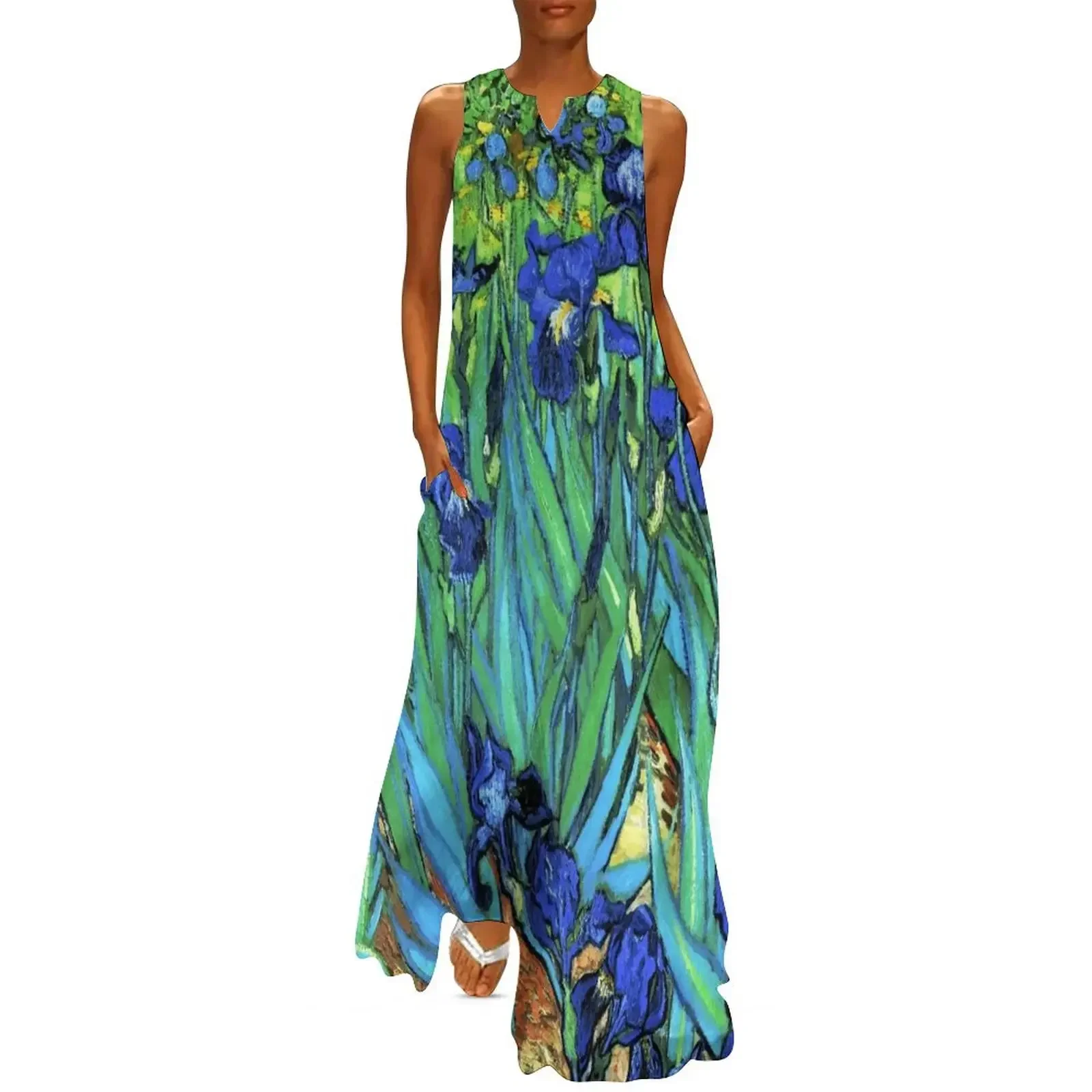 

Van Gogh HDR Garden Irises Long Dress Female dress clothes for woman Dresses for wedding party Dress