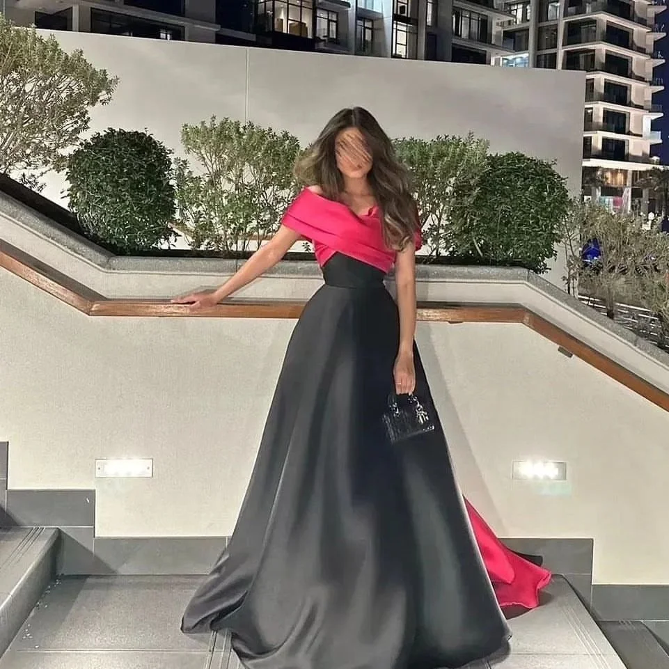 

Off The Shoulder Evening Dress Floor-Length Simple Prom Dress A-Line Saudi Arabia Prom Gown With Shawl For Women Custom Made