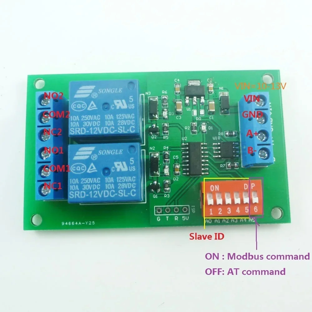 With Shell 2CH RS485 Relay DC 12V Switch Board Modbus POLL AT command PLC for PTZ camera Electric door Water Pumps LED Motor