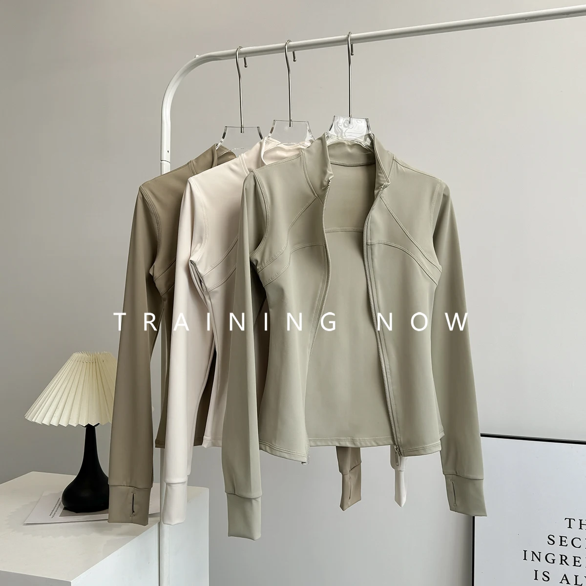 Advanced yoga suit for women in autumn stand collar slimming fast-drying running exercise top outdoor exercise fitness long