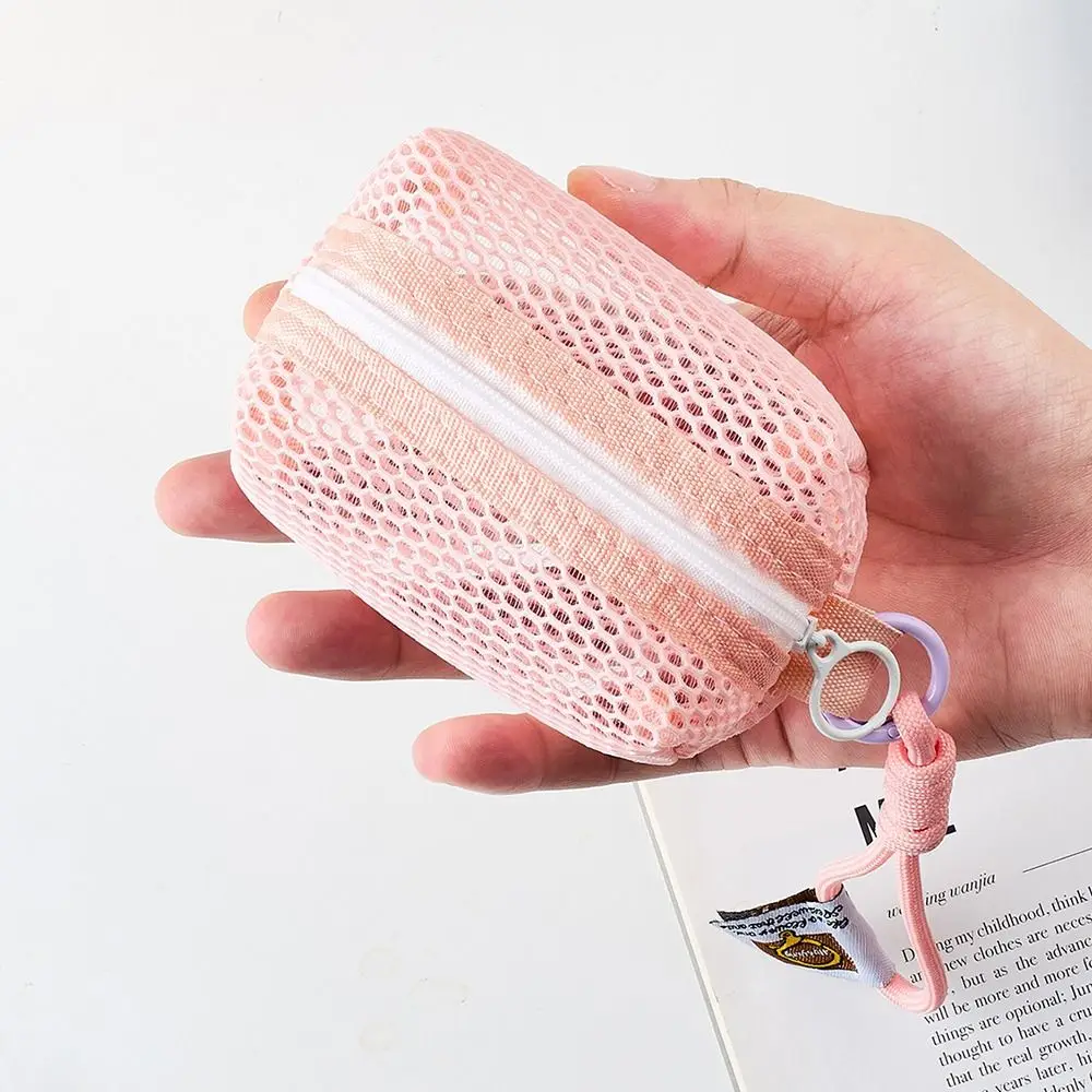 Multi-functional Mesh Mesh Storage Bag Handheld Large Capacity Coin Purse Organizer Dopamine Color Cosmetic Bag