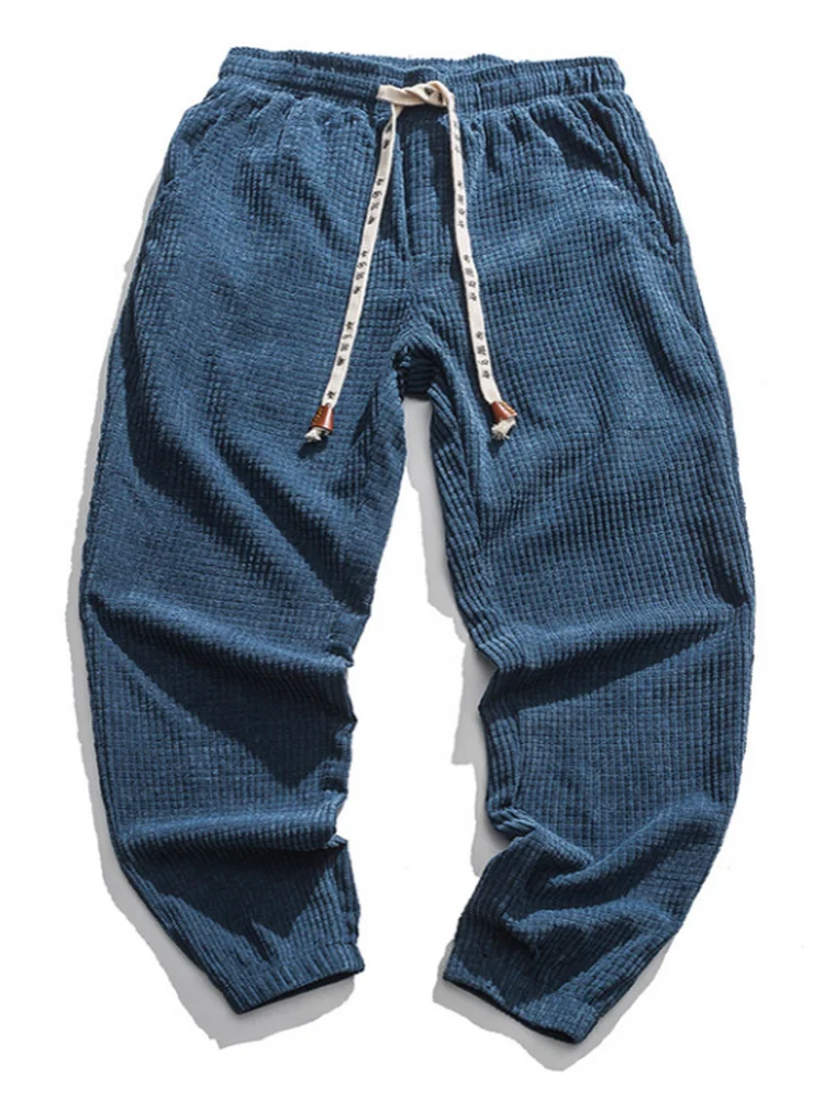 Japanese style Harun pants with corduroy, men's loose washed casual pants, corduroy tapered leg pants