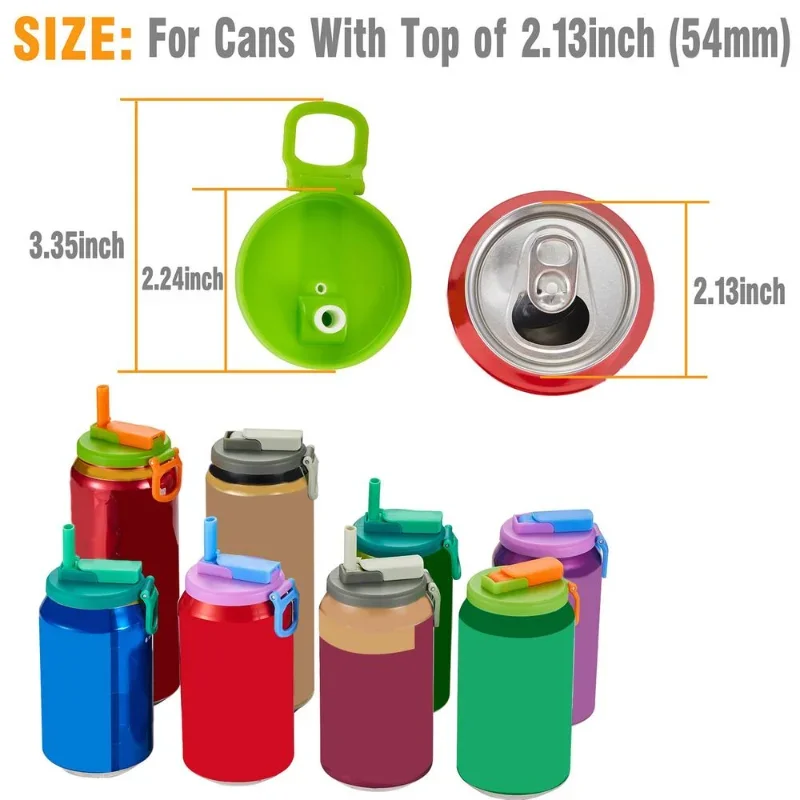 1pcs Soda Can Lids Cover With 2 Straws Reusable Soda Can Lid Portable Canned Beverages Juice Beer Straw Cap For Home Picnic image 6