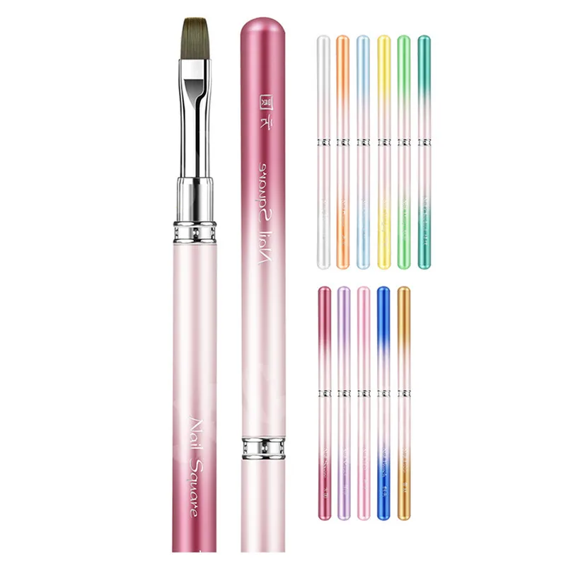 11Style Color Gradient Metal Handle Nail Art Pen Brush Coloring Pen Round Light Therapy Pen Halo Pen Nail Drawing Pen Flower Pen