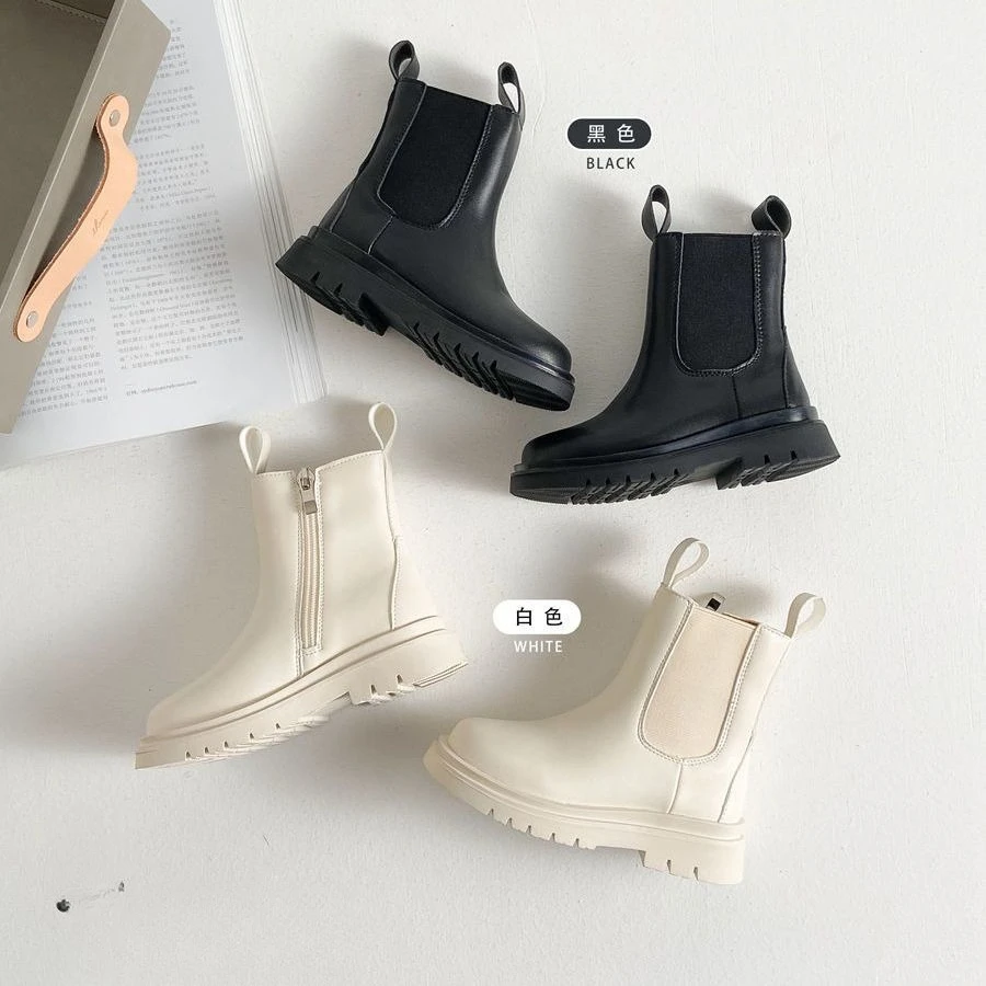 Kids Chelsea Boots Children's Shoes Fashion High Top Ankle Boots For Girls Boys Waterproof Platform Kids Leather Shoes