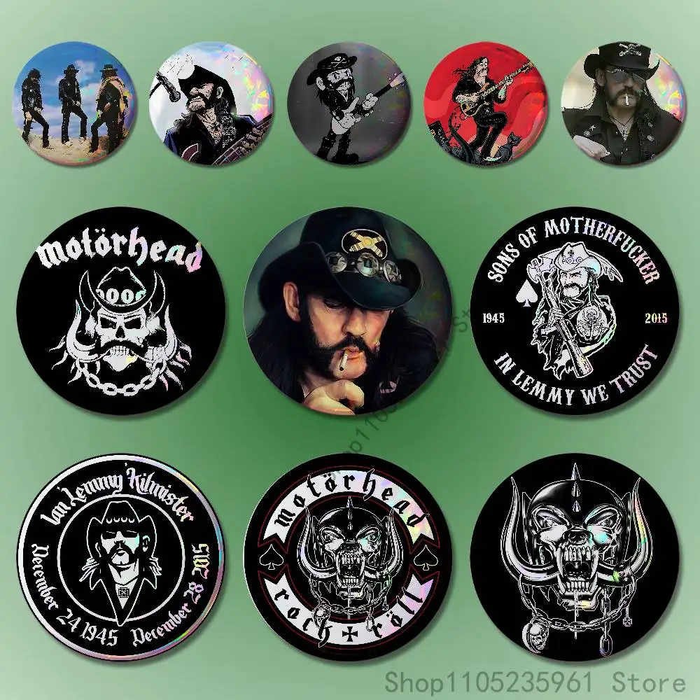 

M-MotorheadS L-Lemmy Custom Badges 75mm 44mm 25mm Brooch Backpack Hat Pins Accessories Toys Valentine gift