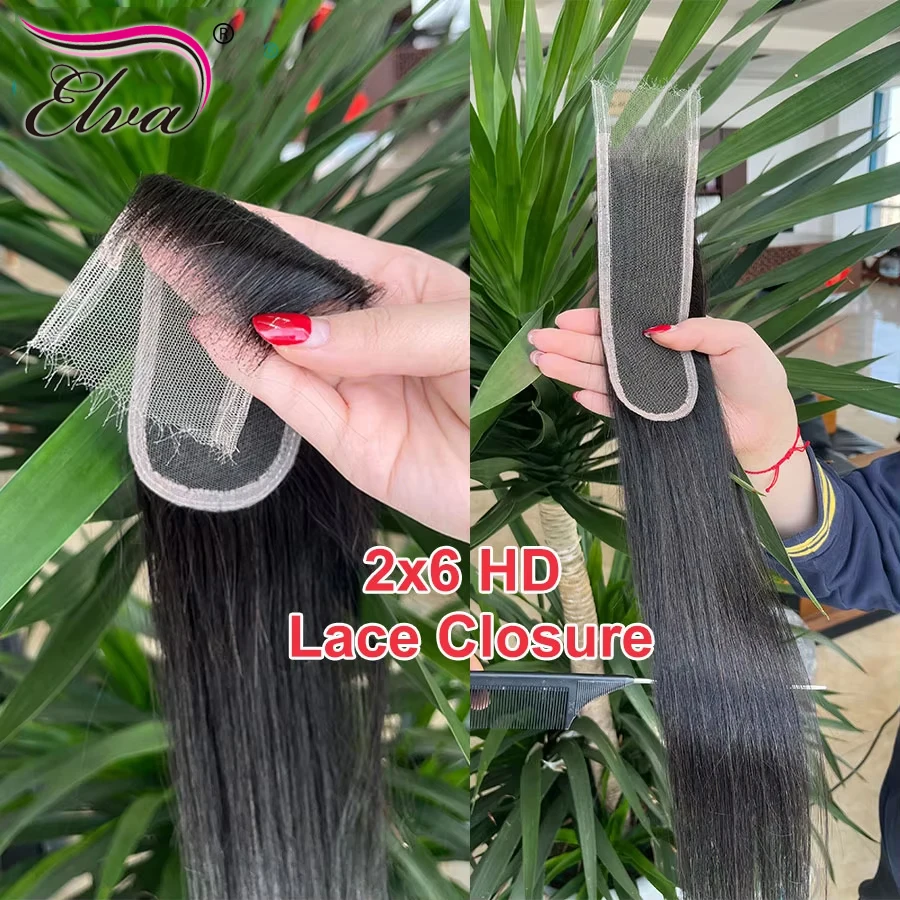 

ByeBye Knots 2x6 HD Lace Closure Invisible HD Lace Melt Skins Human Hair Closure Pre Plucked 6inches Deep Parting Real HD Lace