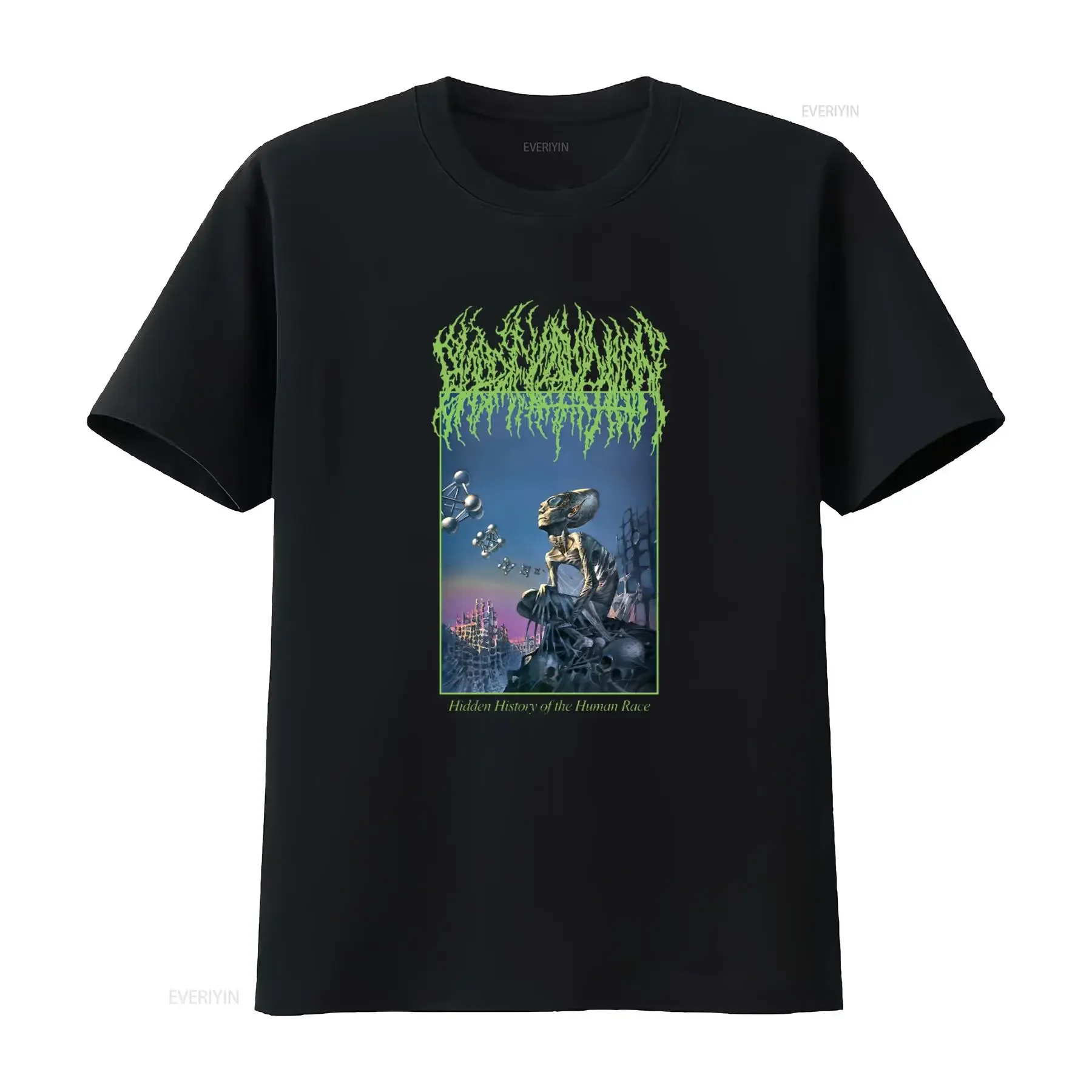 Blood Incantation Hidden History Of The Human Race T Shirt Alien Skeleton Design Full Sizes S 5XL vintage Washed graphic