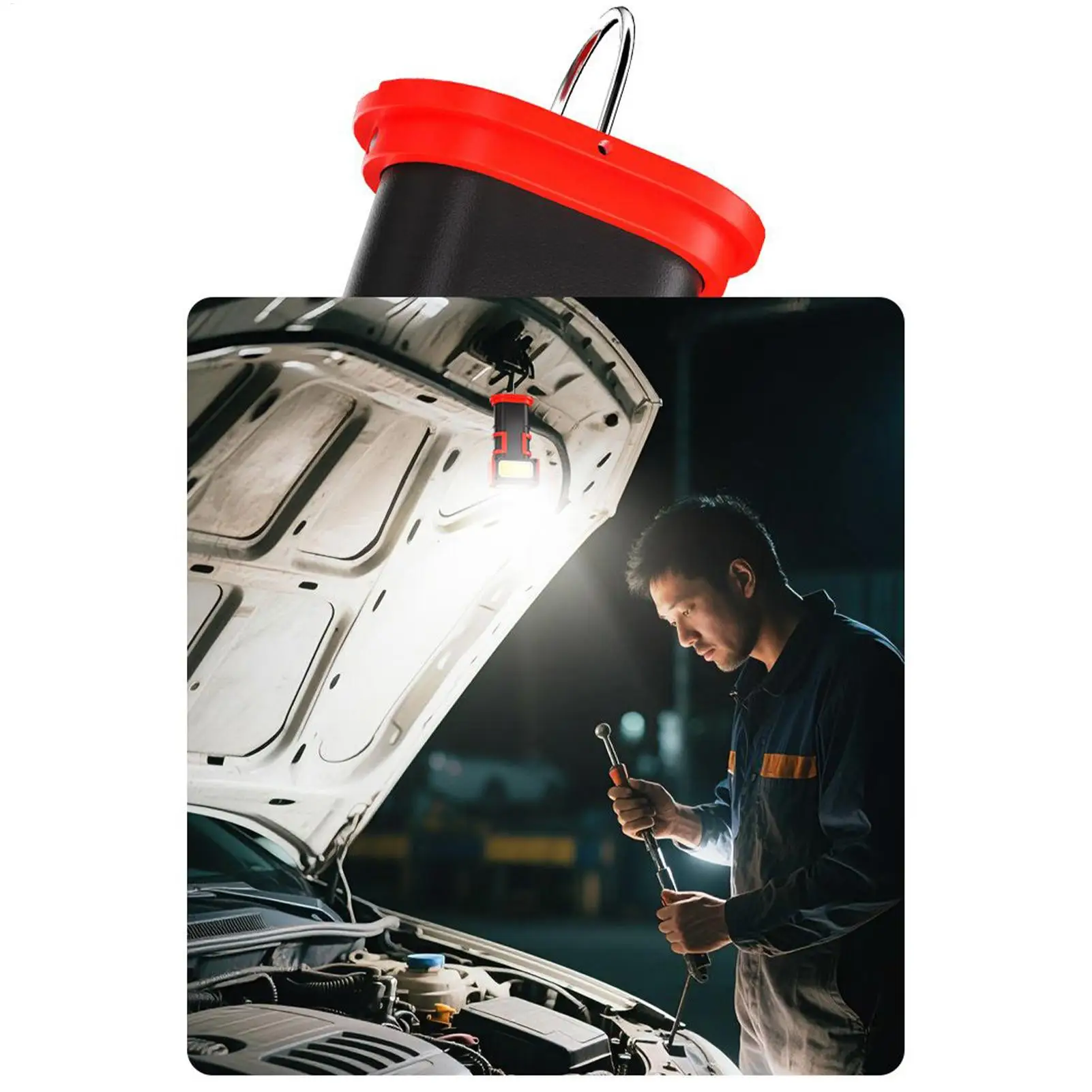 

Rechargeable LED Work Light 180-degree Rotate Auto Work Light Type-C Charging Double Hooks Digital Display Lamp For Detailing