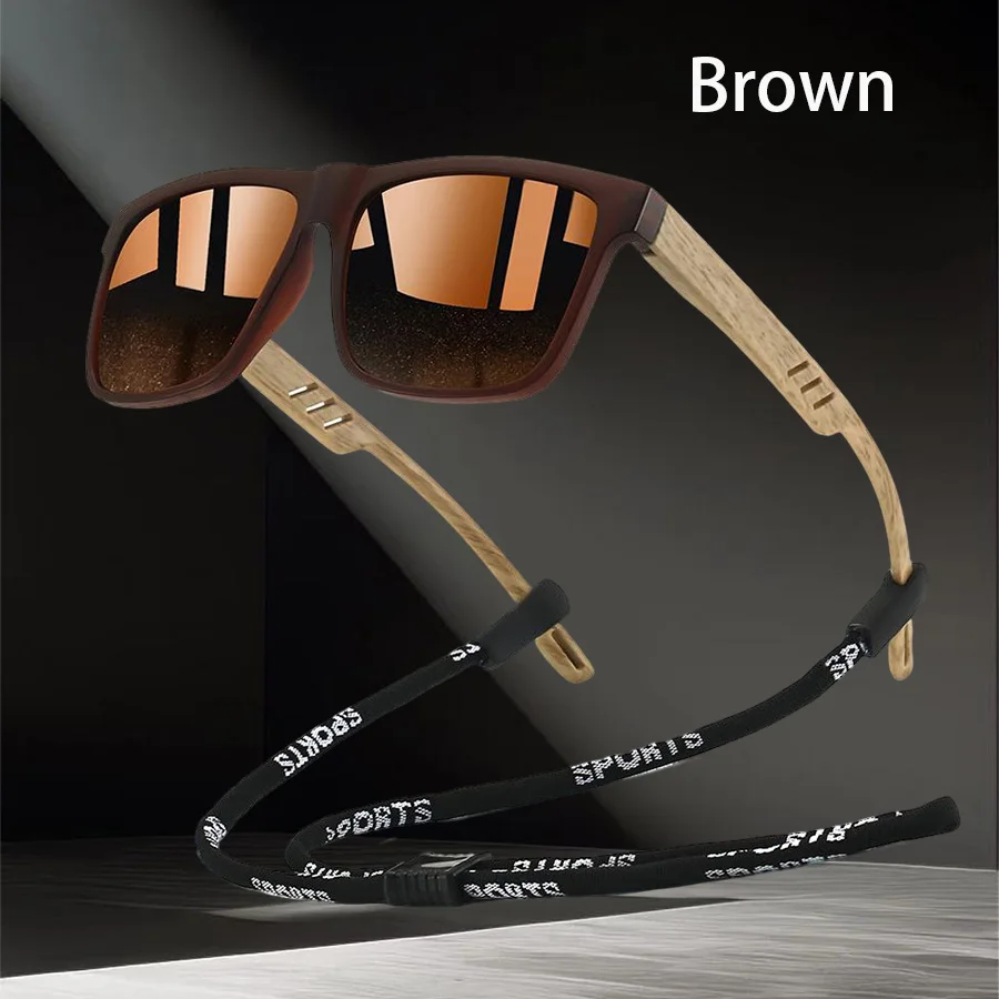 Modische Quadratische Sonnenbrille mit Kettendetail für Männer und Frauen, zum Fahren und Angeln, Farbenfrohe Trendige Leichtgewichtige Schutzbrille – Detail 2
