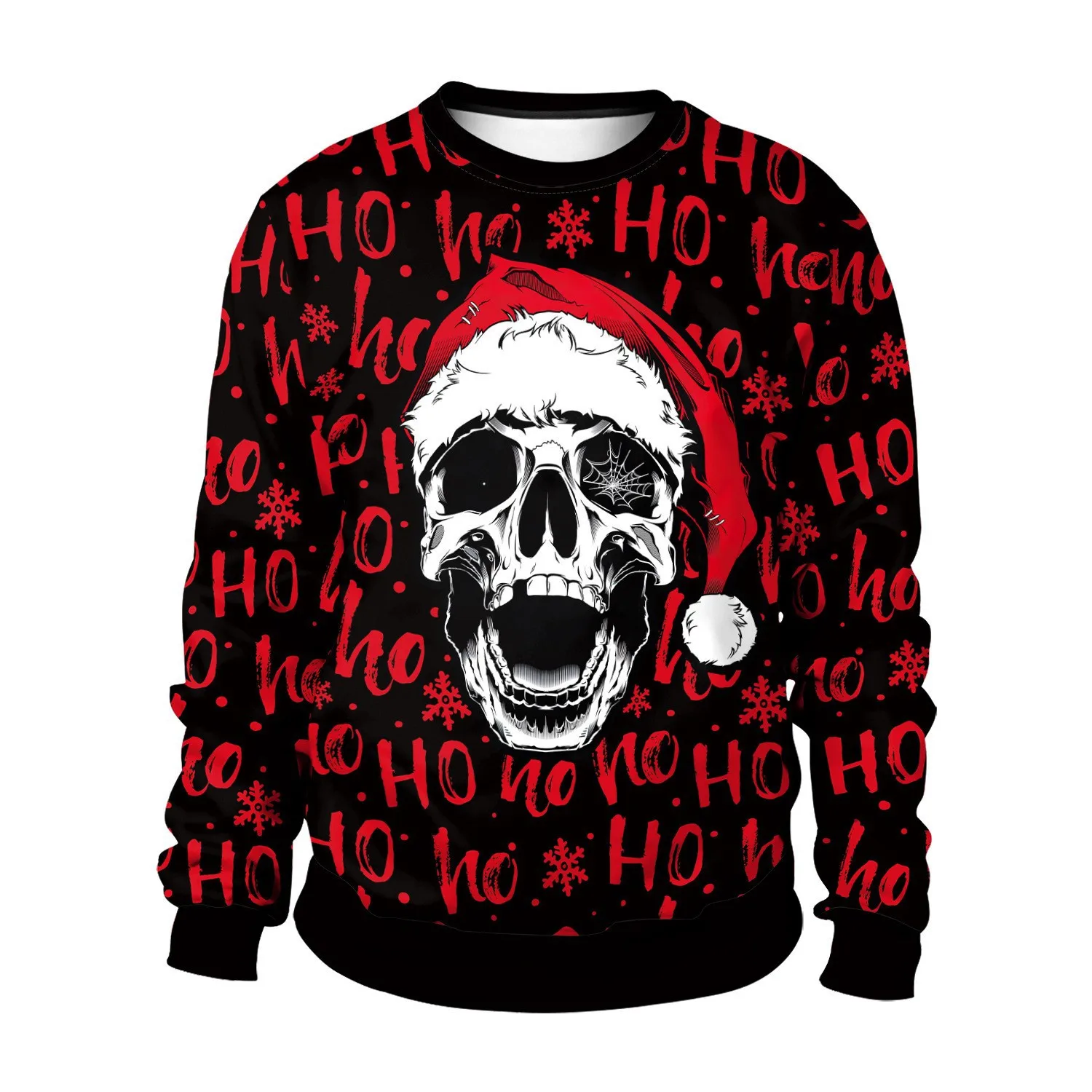 Christmas Men Women Sweatshirts Golf Pullover Santa Skull Xmas Graphic Sweatshirt Long Sleeves Hoodies Unisex Holiday Party Tops