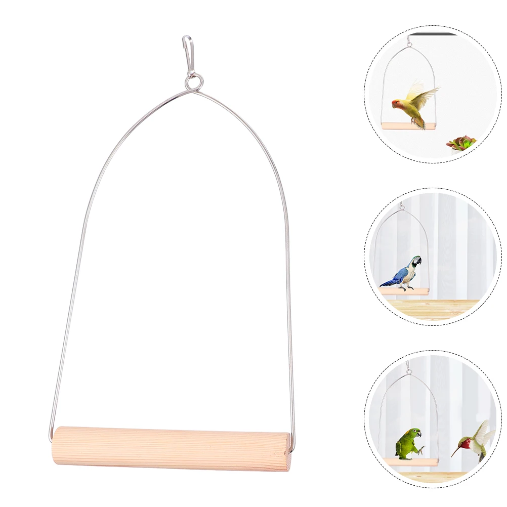 

Wooden Bird Swing Perch Durable Iron Frame Hanging Toys Large Size for Parakeet Parrot Cockatiel Finch Aviary Cage Accessories